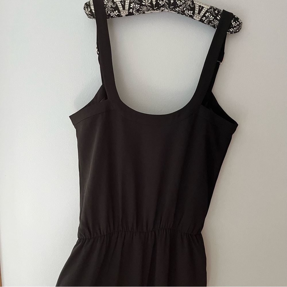 BEBE Crepe Slouchy Overalls Jumpsuit - Jet Black - Picture 6 of 9